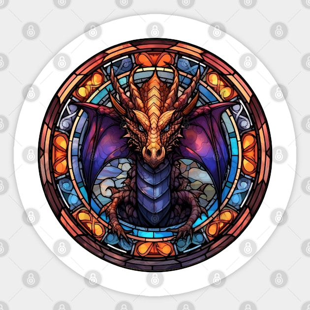 Stained Glass Dragon #5 Sticker by Chromatic Fusion Studio